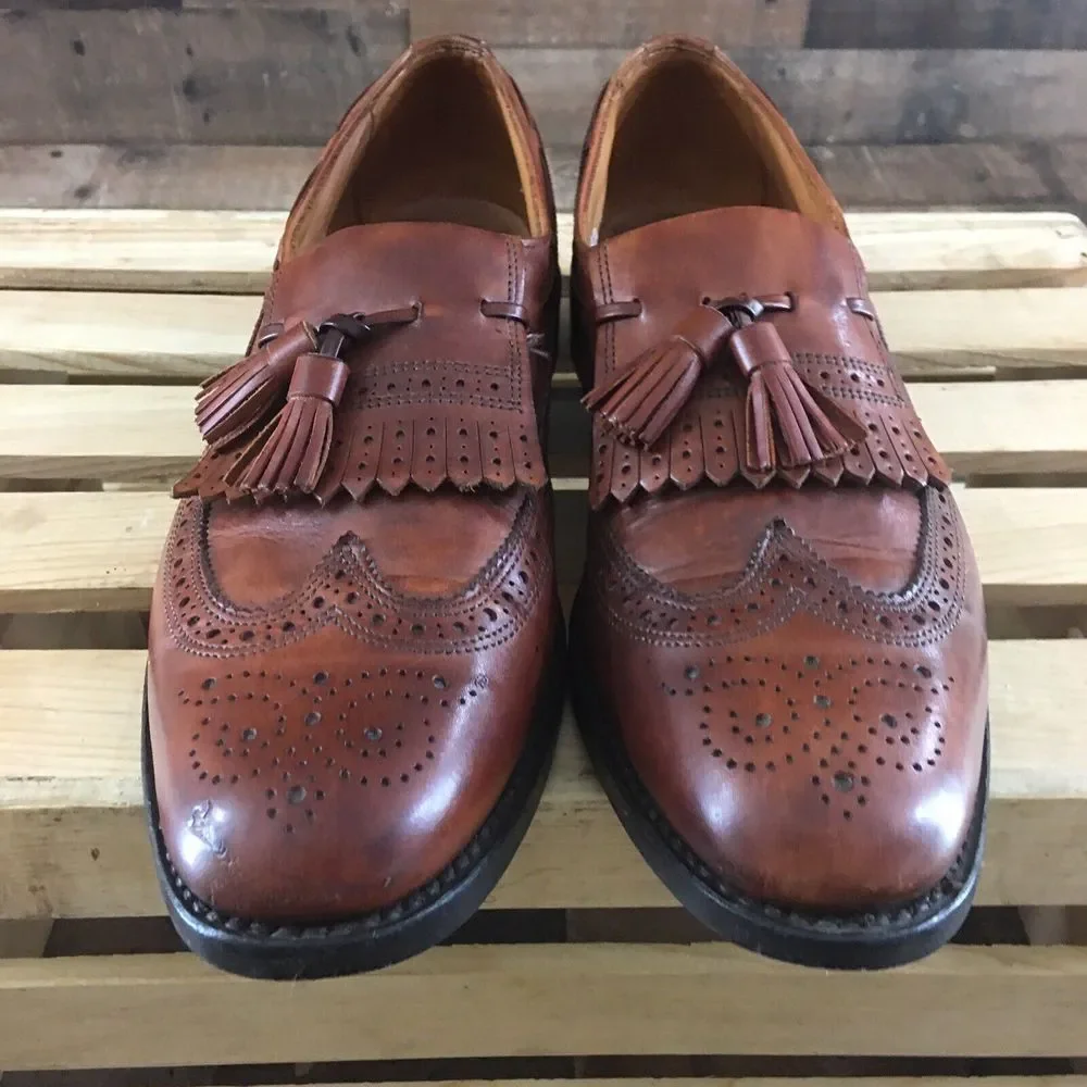 Allen Edmonds Colfax Brown Leather Kilt Tassel Wingtip Loafer Shoe Mens 11.5 AAA